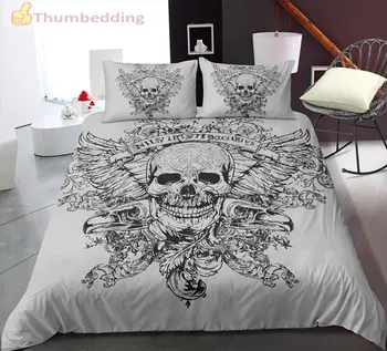 

Thumbedding Dropship Gray Flowers Skull Bedding Set Twin Full Queen King Size Innovative Unique Designed 3D Duvet Cover Set