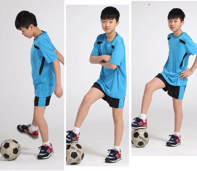 Мужской тренировочный костюм для футбола для мальчиков, комплект дышащее детское футбольное Джерси бесцветные футболки, спортивная одежда, комплекты для подростков DIY на заказ