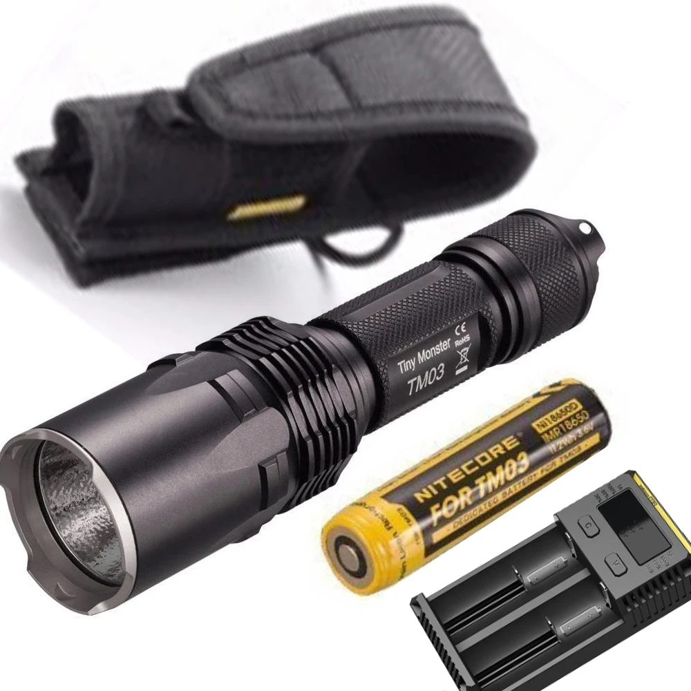 Tiny Monster Series Nitecore TM03 TM03 CRI CREE XHP70 светодиодный Мощный тактический фонарь 2800 люмен с батареей и зарядным устройством I2