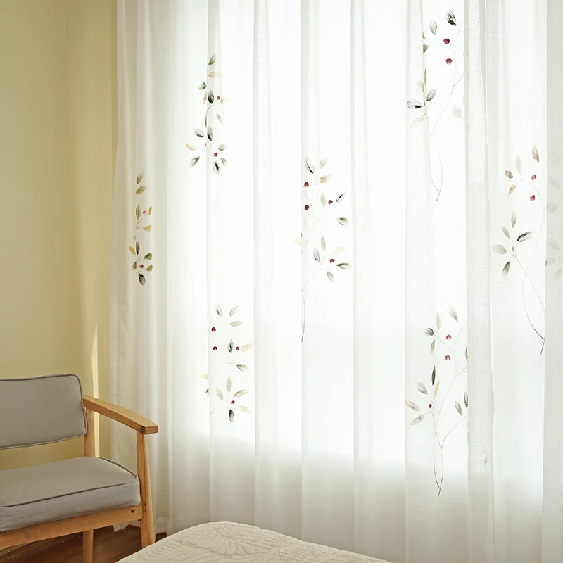 

Chicity Hand Painting Tulle Curtains For Living room Soft Elegant White tulle for bedroom Luxury Tulle for kitchen Customized