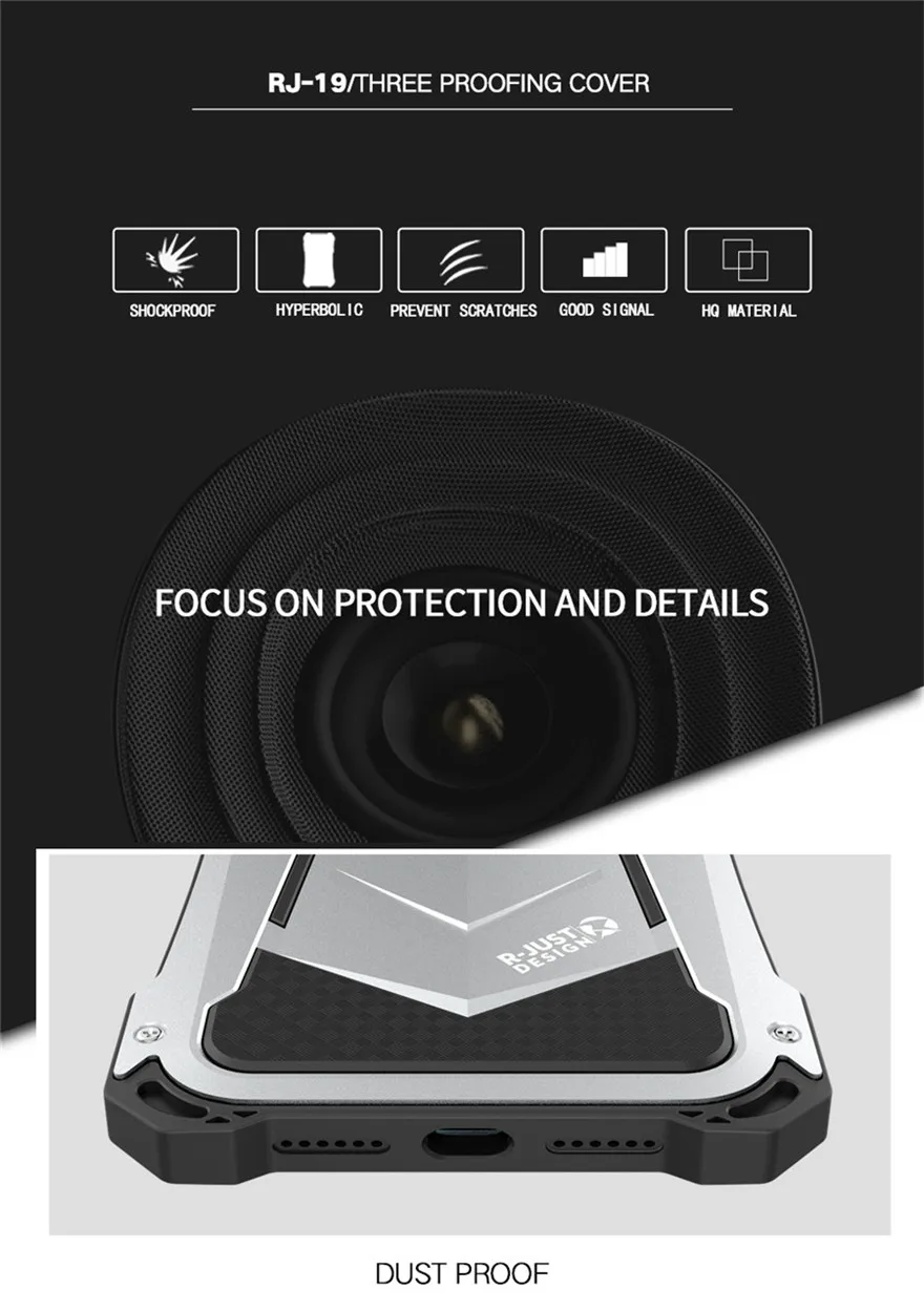 New Heavy Duty Case for iPhone XS Max Doom Armor Metal Case for iPhone XS Original R-just Shockproof Cover For iPhone X XR (6)