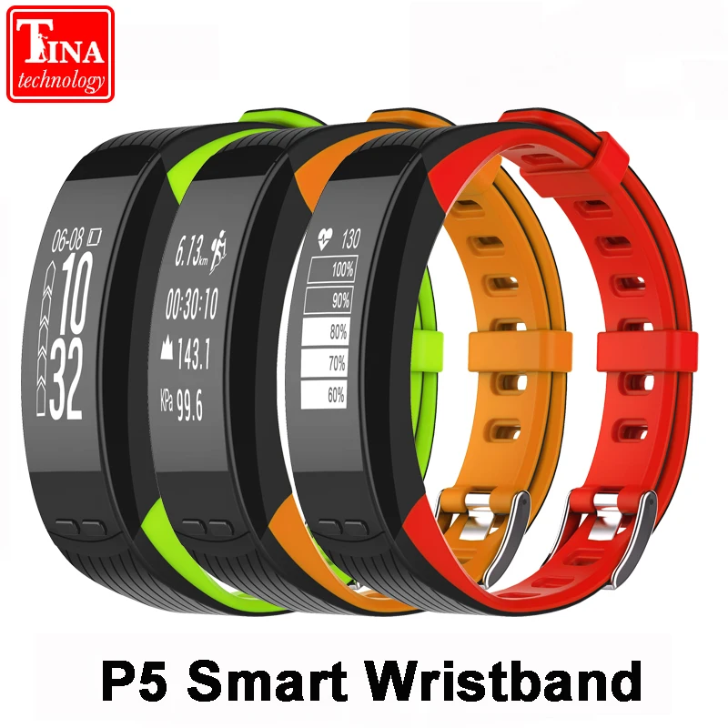 

New P5 LED Smart Band Temperature Altitude theromometer Fitness Tracker Smart Bracelet GPS Sports Heart Rate Smart Wristband