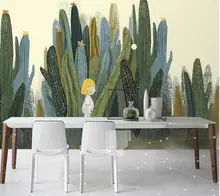 Large 3D Cacti Wall Murals Photo Wallpaper for Living Room Cactus Plant Wall Paper 3 D papel de parede do desktop Custom Size