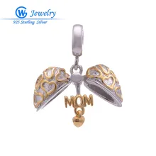 Encantos del corazón de la joyería de plata esterlina adapta pulseras hombre colgantes para hacer la joyería romántica para mamá GW Fine Jewelry S163H50