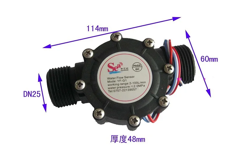 Free Shipping DN25 YF G1 large flow water sensor for industries/ swimming pool/ garden