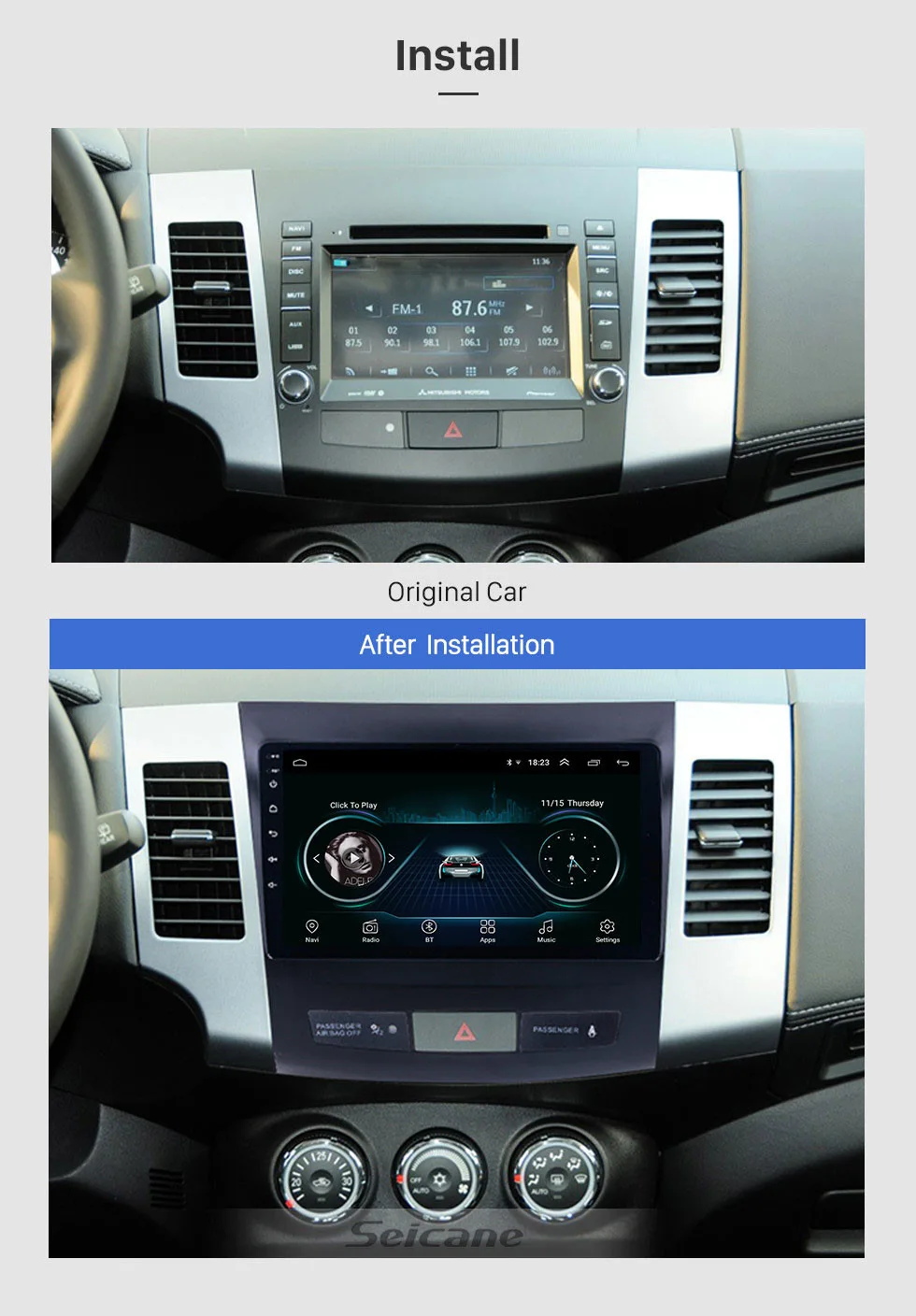 Seicane 9 дюймов Android 8,1 Автомагнитола для MITSUBISHI Outlander 2006 2007 2008- 2Din gps головное устройство