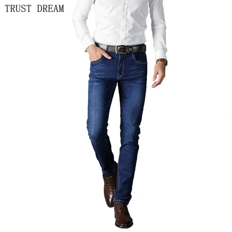 Spring Men Straight Slim Jeans Man Stretched Denim Pants Pantalon Homme stonewashed Trousers Male Casual Personal Quality Jean