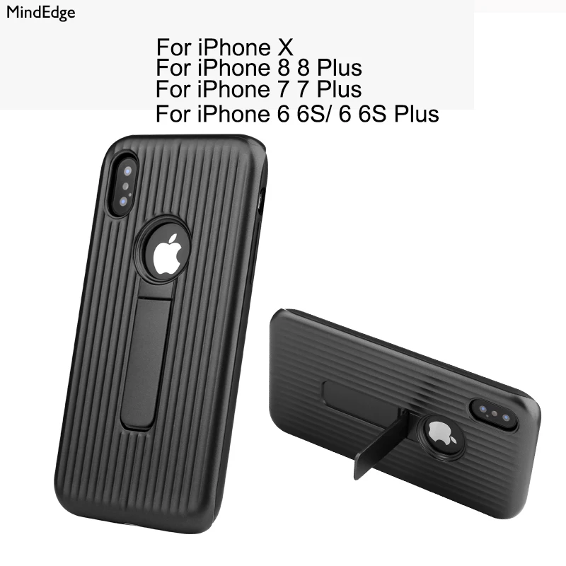 Anti-Shock Magnetic Kickstand Back Cover for iPhone 6 6S 7 8 Plus Case Luxury 360 Shockproof Protective Case Cover for iPhone X