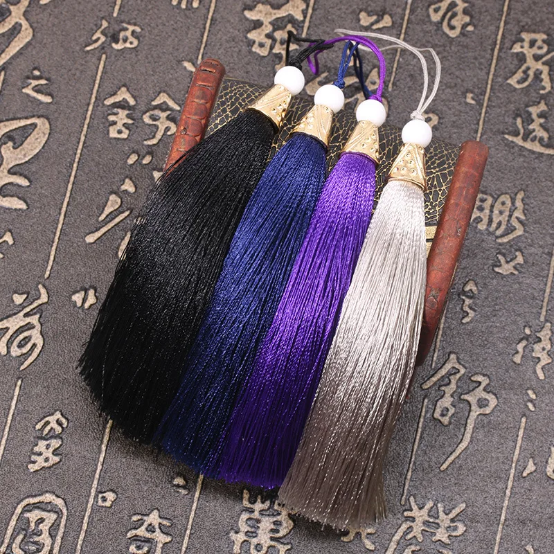 20cm Polyester Silk Beaded Tassels Earrings Charm Pendant Satin Tassel for DIY Crafts Jewelry Making Findings Materials
