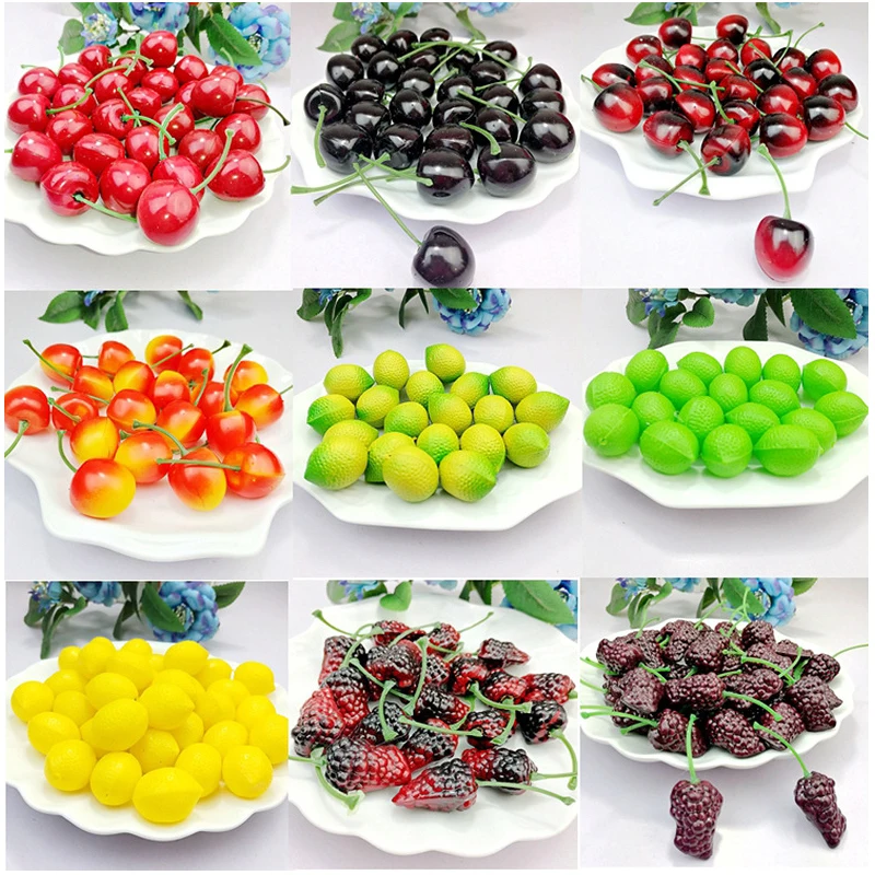 

10Pcs High Artificial Fruits Fake Simulation Apple Orange Lemon Cherries Model Ornament Craft Photography props Table Home Decor