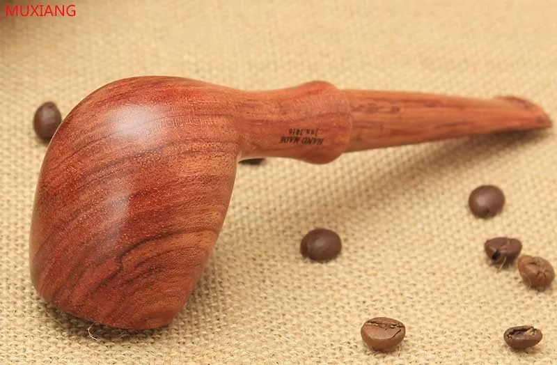 6 rosewood straight smoking pipe with wooden mouthpiece stem good look