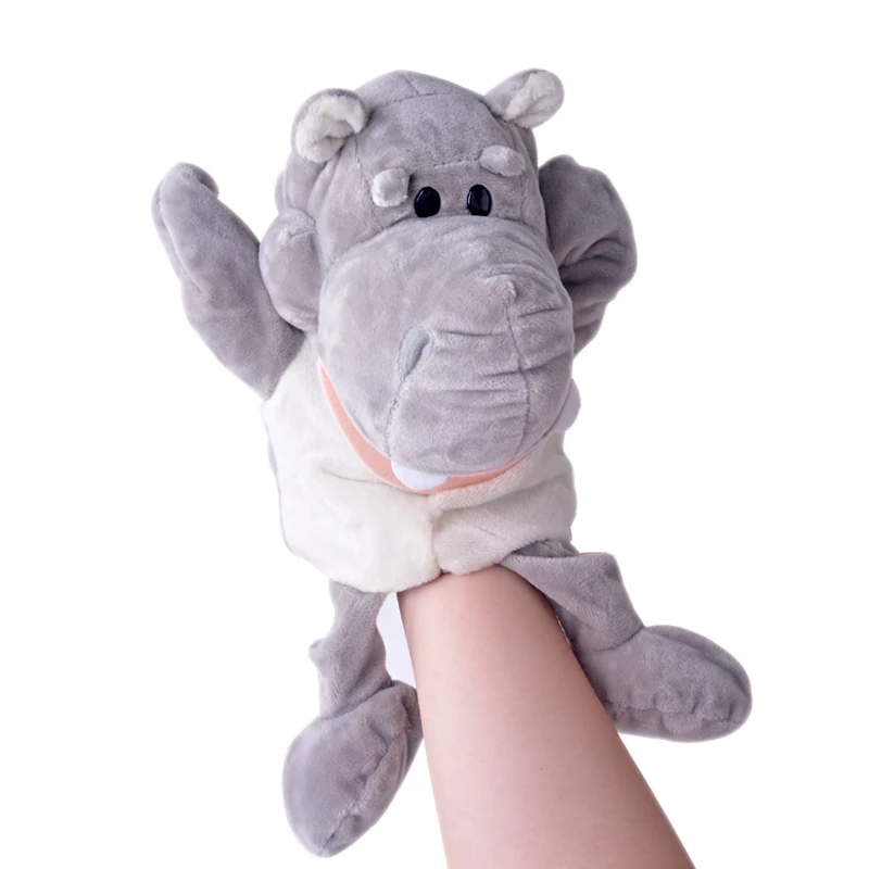 Plush Hippo Puppets Super Soft Touch Cartoon Hippopotamus Gray Puppets