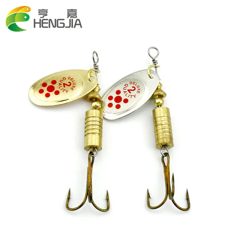 

HENGJIA 10pcs Hot Spoon Lure Metal Spinner Fishing Lures 2 colors Pesca Artificial Fishing Tackle Spinnerbait