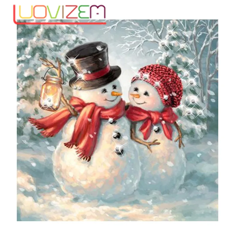 

New DIY Diamond Painting Snowman 5D Square Diamond Embroidery Christmas Cross-stitch Art Christmas Wedding Room Decoration