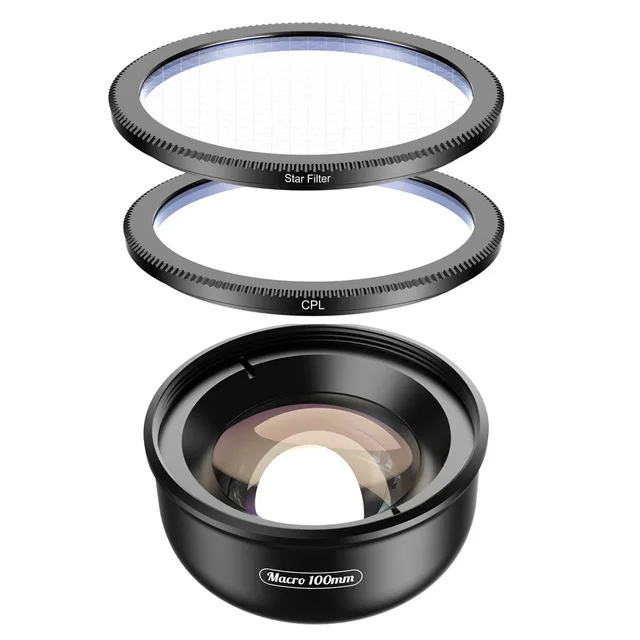With CPL Star filter APEXEL 100 мм Макро объектив для камеры телефона 4 K HD Супер Макро линзы CPL Звездный фильтр для iphone xs max samsung s9 все смартфон - Color: With CPL Star filter