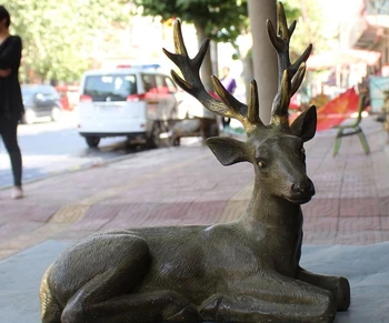 

Old Chinese Fengshui Bronze Gild wild animal Lucky Animal wapiti elk Deer Statue
