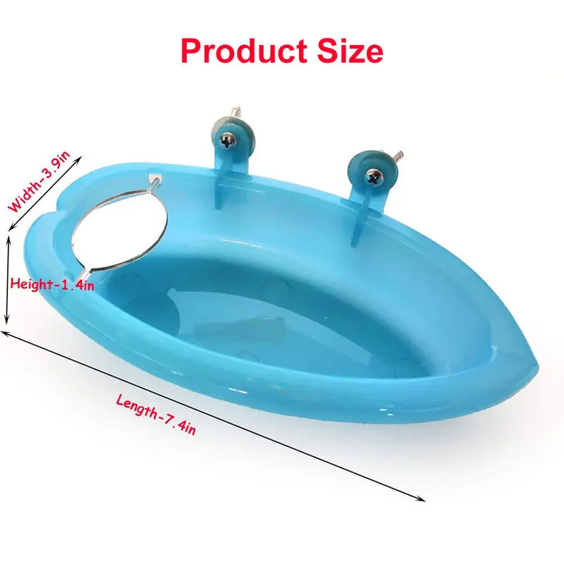 معكوسة الأزرق البلاستيك الطيور حمام حوض قفص الحيوانات الأليفة اكسسوارات الطيور مرآة حمام كابينة دش ل الببغاء حمام الطيور اللعب مواد التنظيف