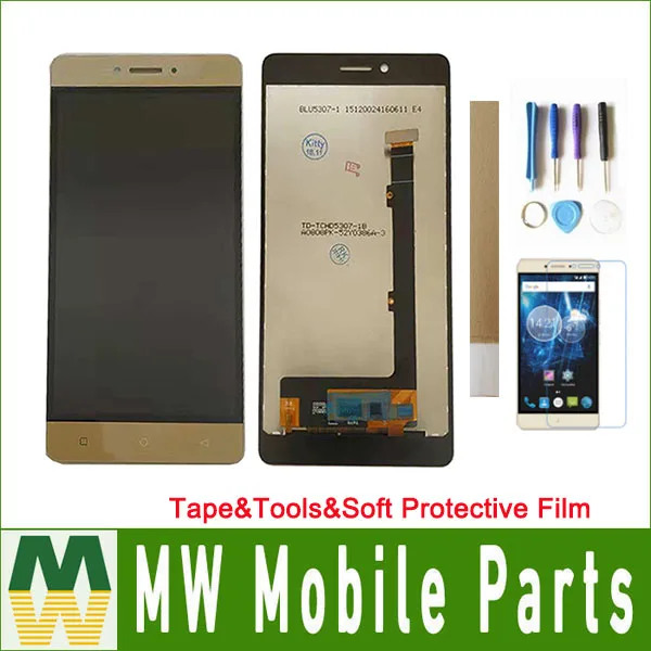 

1PC/Lot 5.3"For Highscreen Power ice Max LCD Display+Touch Screen Assembly Replacement Part Gold Color with tape&tools&Soft Film