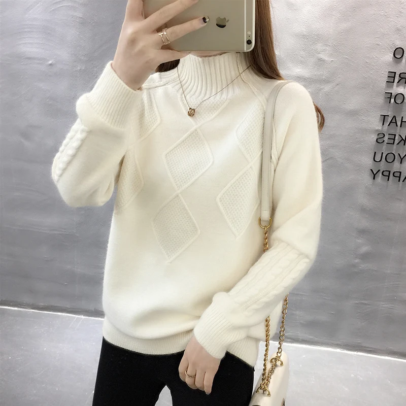Autumn turtleneck sweater winter warm tops women's long sleeve knitted sweaters solid ladies casual loose pullovers and sweaters