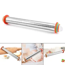 Горячая регулируемые Вертлюги Из Нержавеющей Стали Штифт тесто ролик с 4 съемными регулируемыми толстыми кольцами