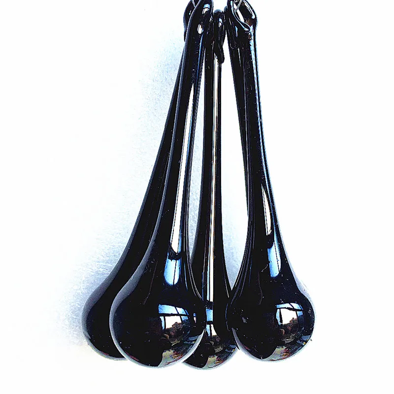 

Free Rings 50pcs 20*80mm Black Glass Rain Drops Bar/ Hotel Hanging Chandelier Raindrop Shinning Lamp Prism Pendant Home Decor