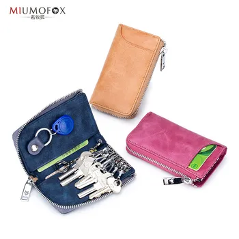 

Fashion Key Holder Genuine Leather Keys Organizer Keychain Small Wallets KeyBag Car Housekeeper keysmart Key Wallets Card Holder