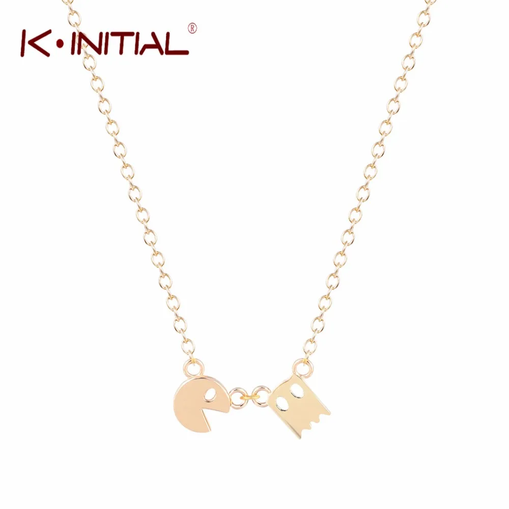 

Kinitial Fashion Pacman Necklace Fashion Gold Silver Plated pac-man Shape Necklace Pendant for Birthday Gift Jewelry Collier