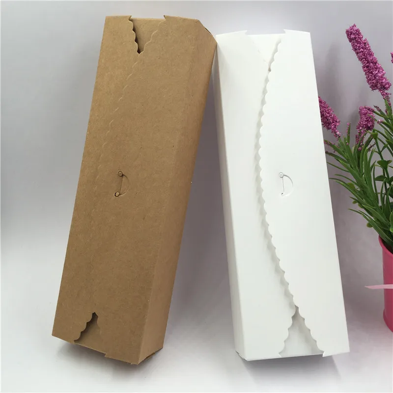 

50Pcs/Lot 23x7x4cm Classical Flower Shaped Kraft Paper Long Stripe Boxes Packing Container For Engagement Lovers Birthday Party