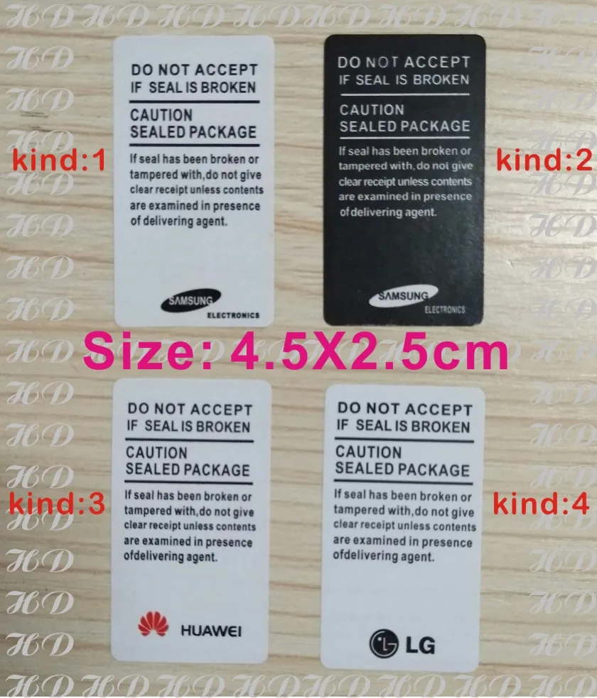 500pcs / lot sealed label affixed to the Samsung Galaxy mobile phone
