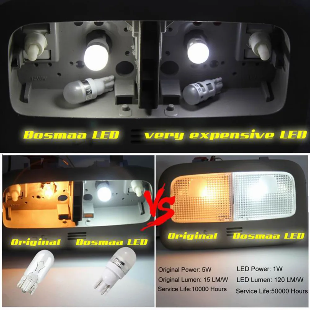 2 шт. Bosmaa Ксеноновые белые T10 168 194 2825 W5W светодиодный лампы для парковки сигнальный фонарь или Подсветка регистрационного номера