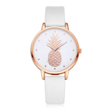 

2018 News Luxury Fashion Leather Band Analog Quartz Round Wrist Watch Watches Pineapple pattern 11.02