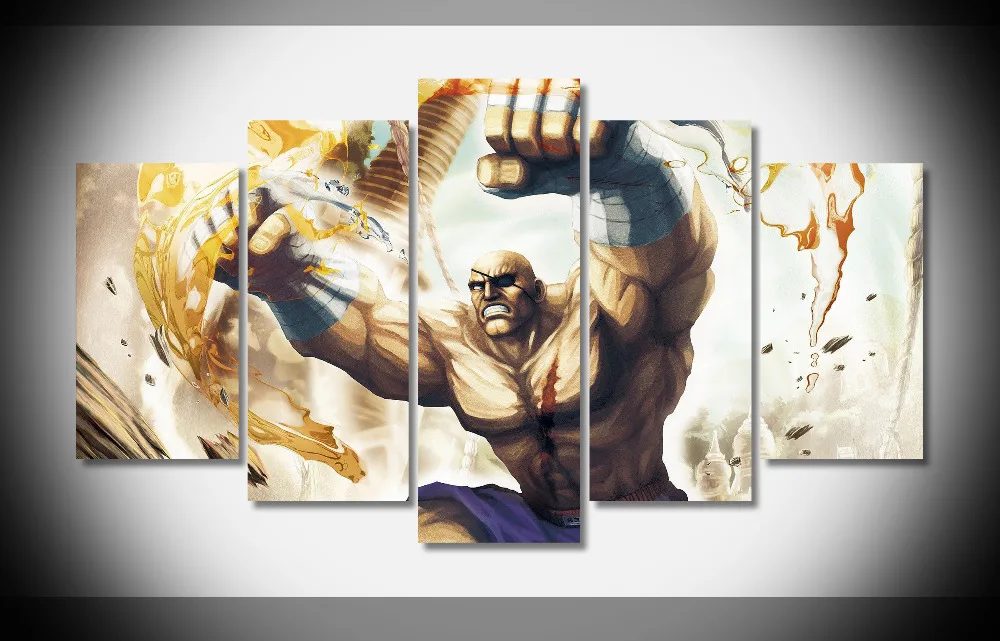 

7370 Angry Sagat Street Fighter Poster Framed Gallery wrap art print home wall decor Gift wall picture Already to hang digita