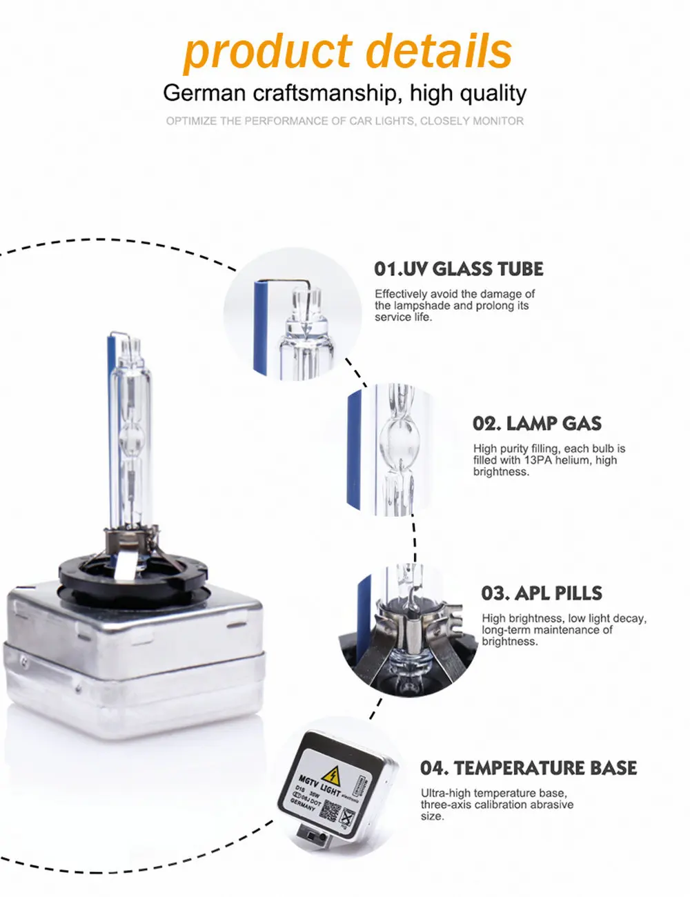 Mgtv Xenon Hid Kit D3s Canbus Lastro Luzes D3r 4300 k 5000 D1r 6000 8000 Lâmpada Farol Luz 35 w D1s 3 Lâmpadas de farol de carro (Xenon)