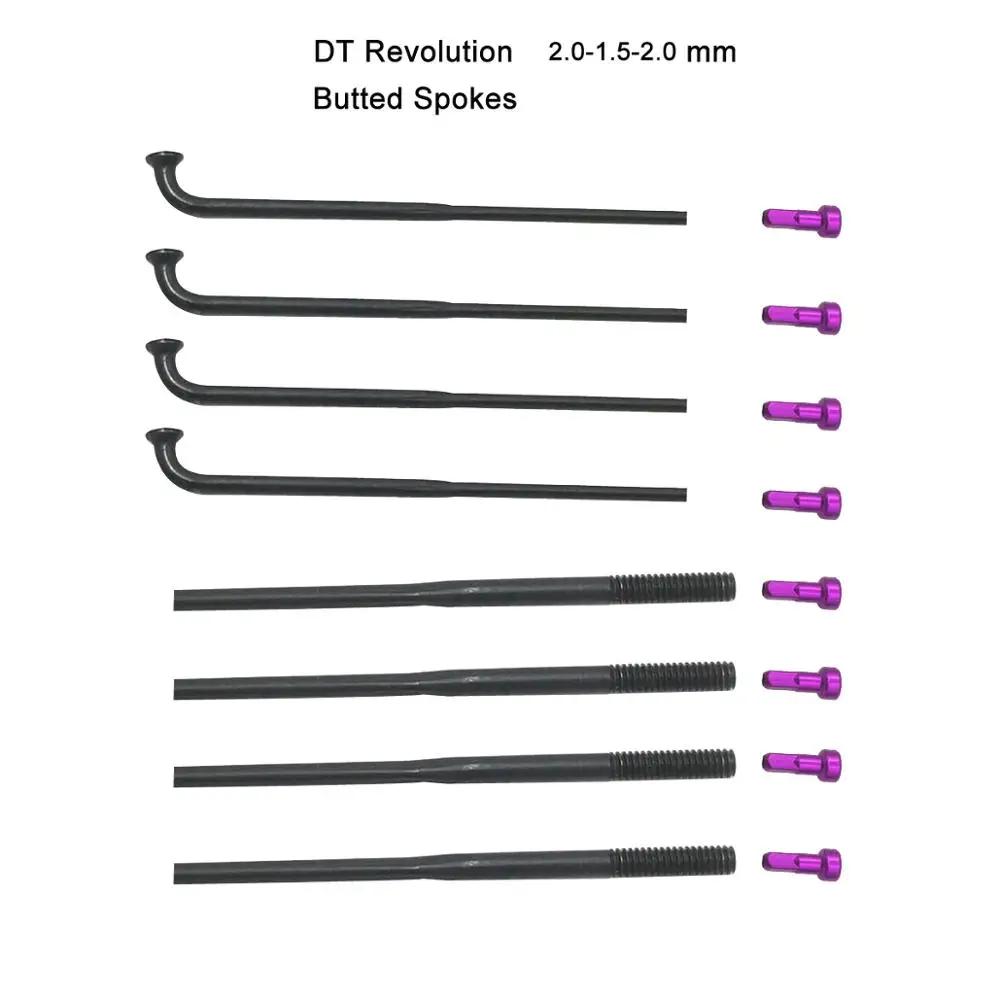 5 шт. много DT швейцарской революции спицы Диаметр 2,0-1,5-2,0 мм боднул велосипедных спиц с блоком фиолетовый сплав Большой As соски