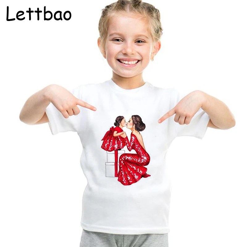 Детская футболка с принтом «супермама и дочь» для девочек, размер от 2 до 12 лет, хлопковые топы принцессы для девочек, летняя одежда