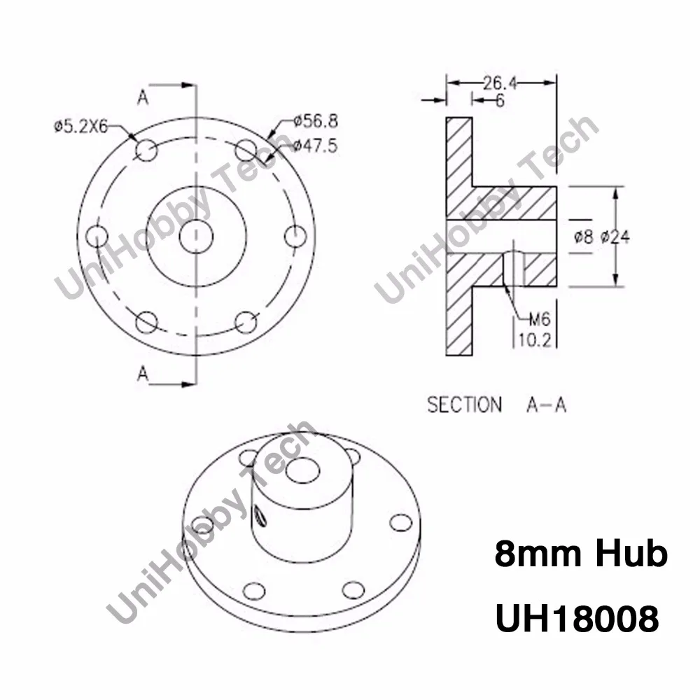 UH18008 8mm Hub-Motor Shaft Coupling Shaft Hubs Mecanum Wheels Universal Hubs Aluminum