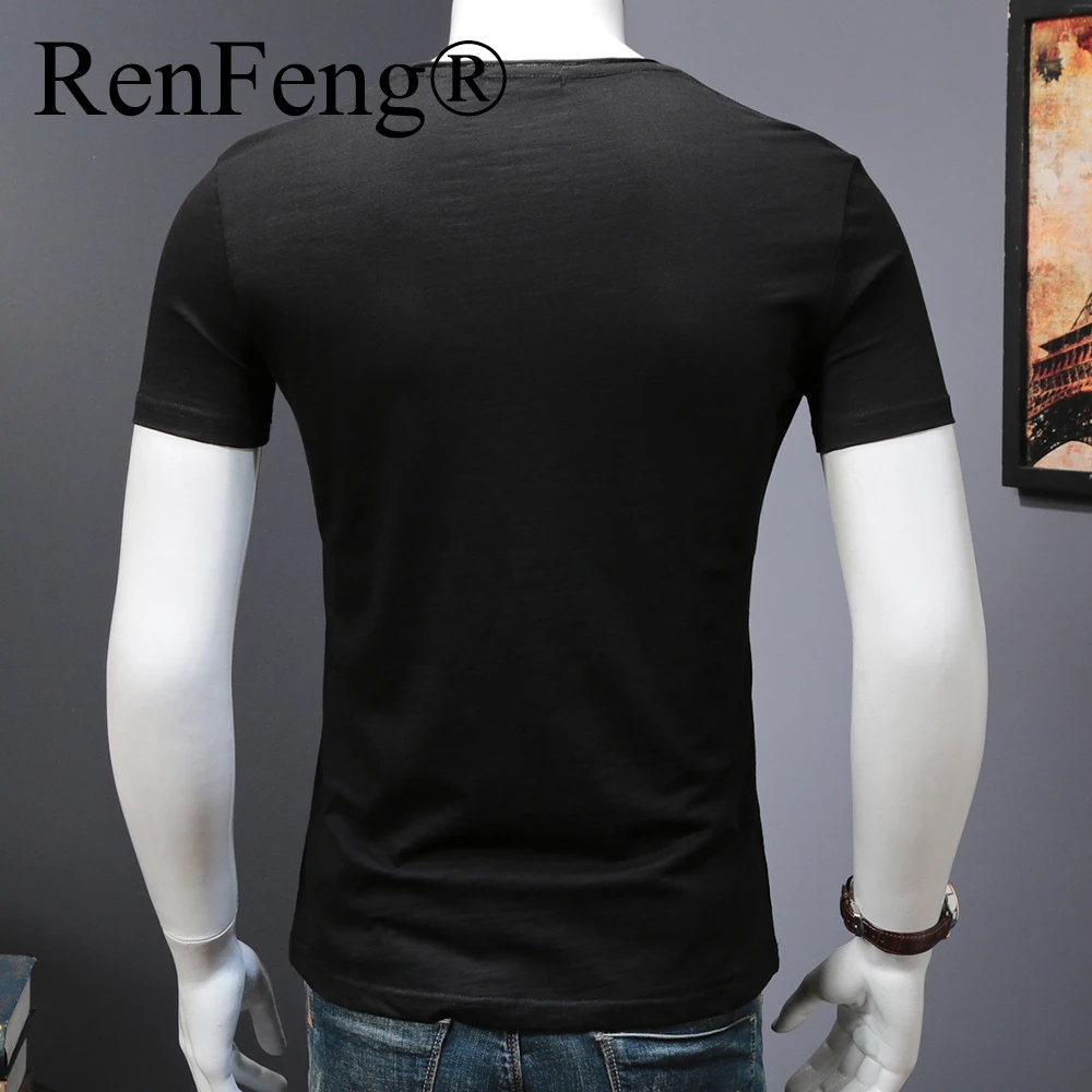 Men's Short Sleeve t shirt men Casual T-Shirts Summer Solid Color Cotton Slim Fit Men Tees Tops Basic Style Fitness Male TShirt (2)
