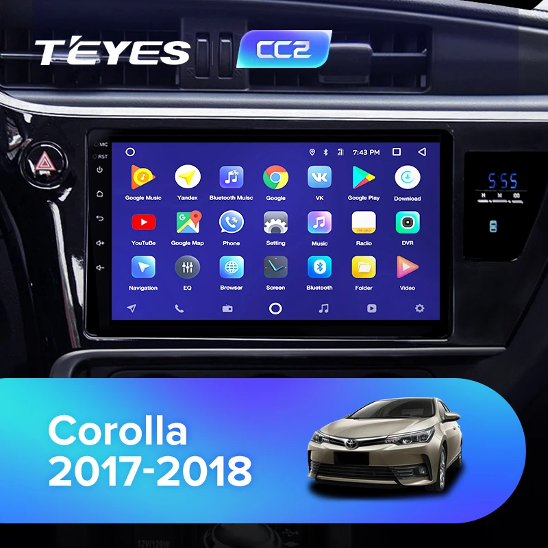 TEYES CC2 Штатная магнитола для Toyota Corolla Android 8.1, до 8-ЯДЕР, до 4+ 64ГБ 32EQ+ DSP 2DIN автомагнитола 2 DIN DVD GPS мультимедиа автомобиля головное устройство