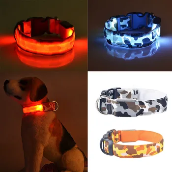 

Pet Products Collar for Dogs Supplies Pet Dog Camouflage Style Glow Light Pattern Collar Buckle Adjustable Safety Collar