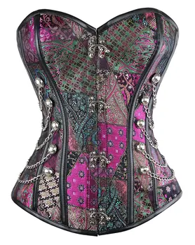 

Plus Size Steampunk Corset Steel Boned Overbust Corset and Bustier Waist Trainer Shapewear Cincher Corselet