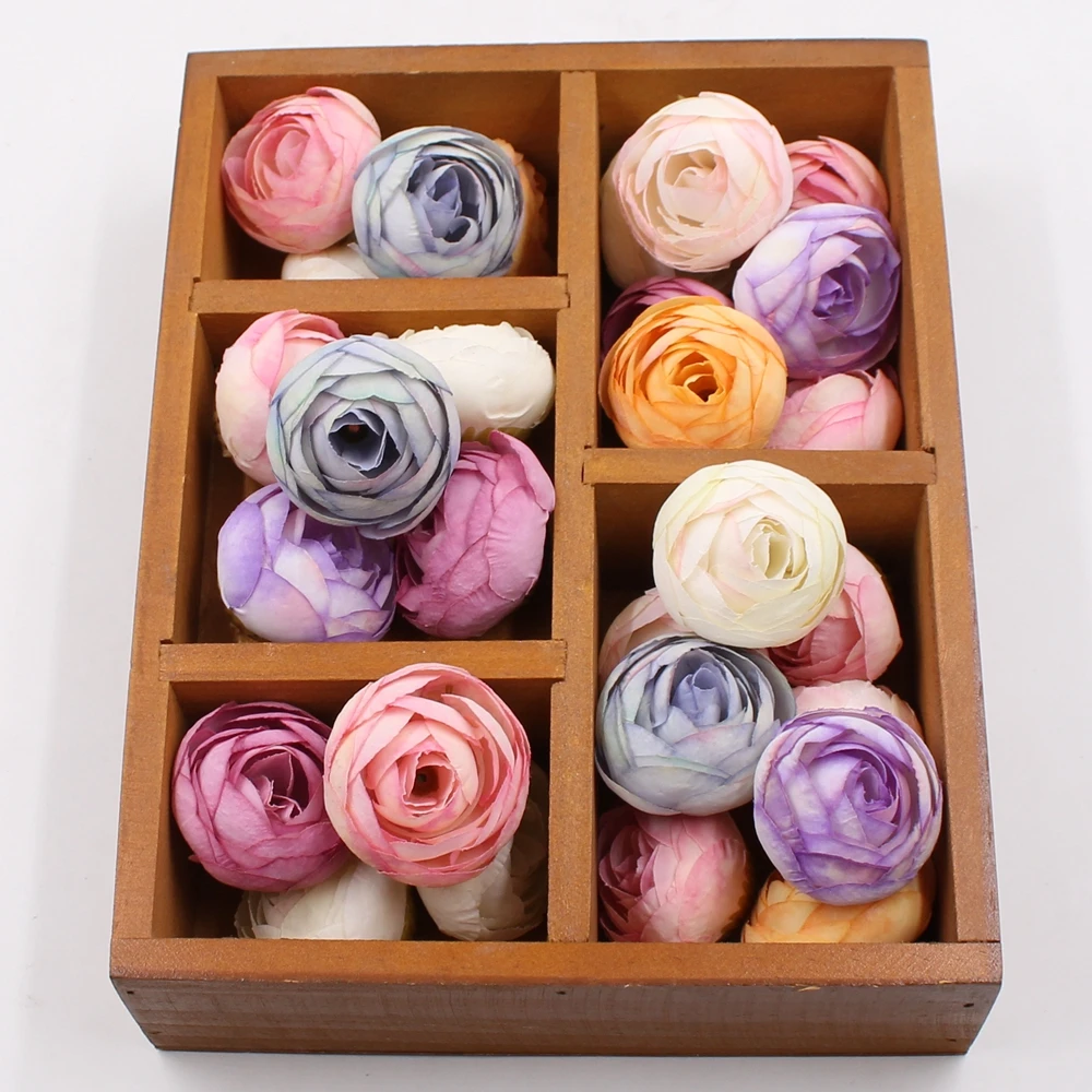 

50pcs Artificial Flower Silk Small Tea Bud For Wedding Home Decoration Rosebuds Camellia Mariage Flores Stamen Flowers Plant