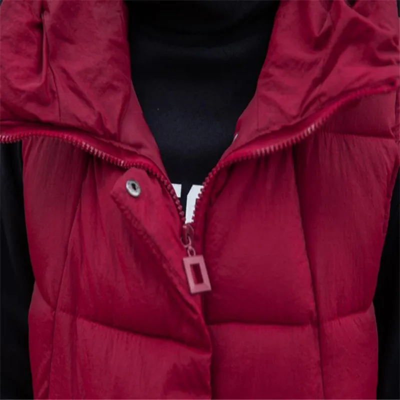 Высококачественный осенне-зимний женский жилет модный пуховый женский хлопковый жилет с капюшоном средней длины Свободный Повседневный теплый жилет cq2531