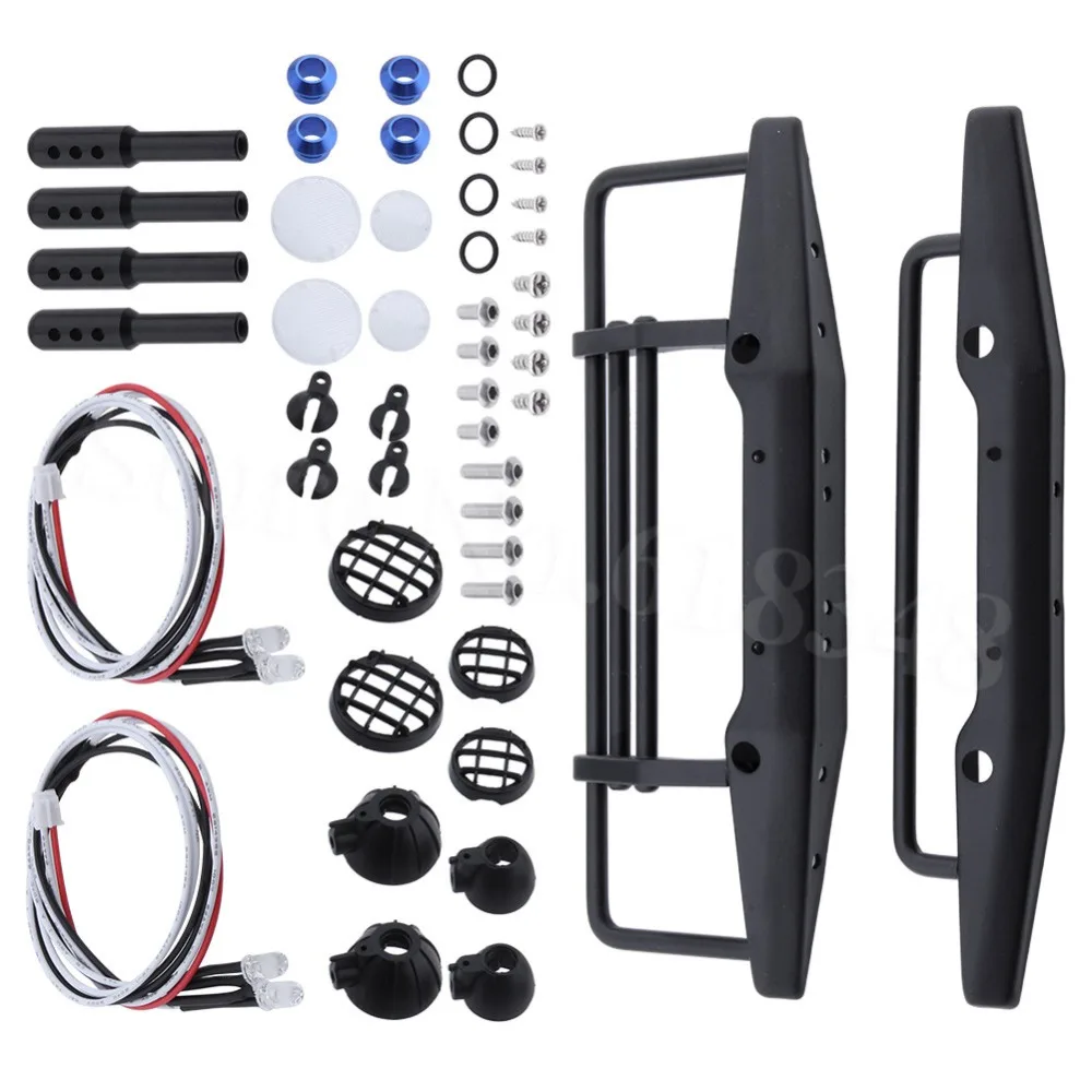 

Metal Rear & Front Bumper 1/10 RC Model Car Replacements With LED Lights For Axial SCX10 90046 Traxxas TRX-4 TRX4 RC Crawler