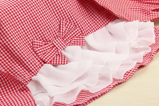 Girls Fashion Plaid Blouses Long Sleeves Shirts For Girls Children Cotton Shirts Kids Lace Bowknot