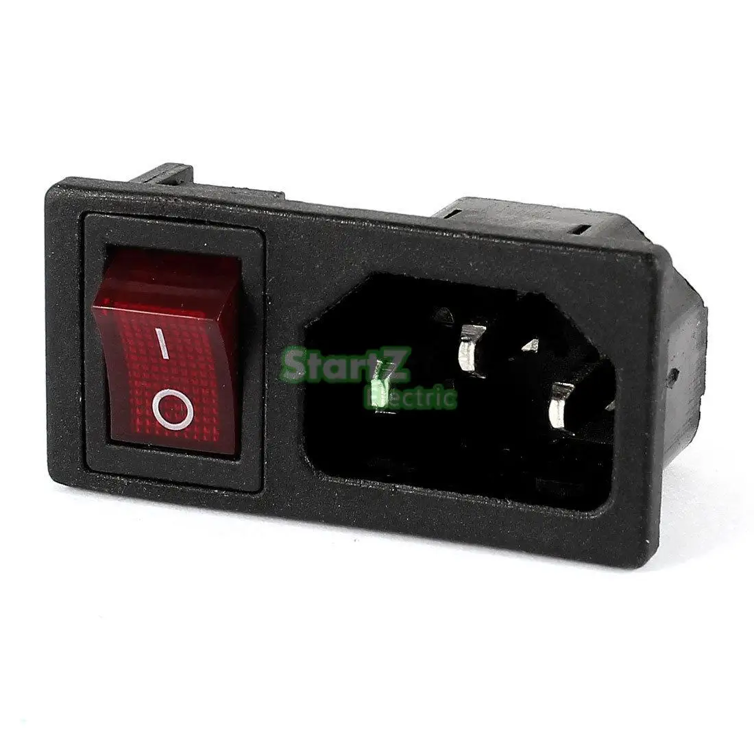 

Panel IEC320 C14 Inlet Power Socket On/Off SPST Red Rocker Switch AC 250V 10A
