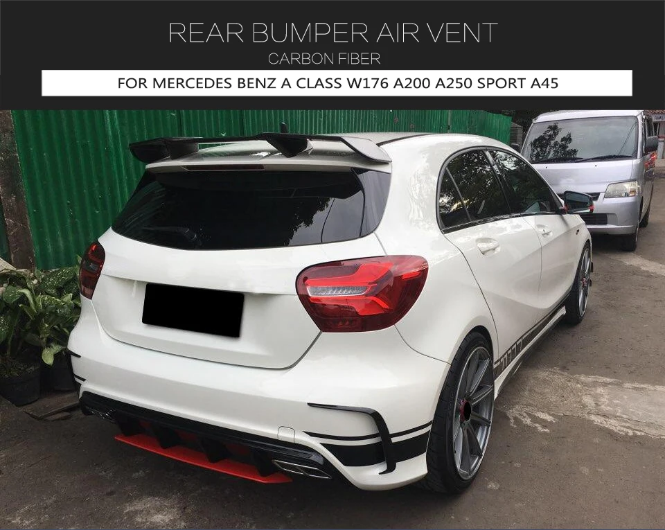 Для класса A45 AMG заднего бампера вентиляционное отверстие отделкой плотины Fender Canards для Mercedes-Benz W176 A180 A200 A250 Спорт углеродного волокна