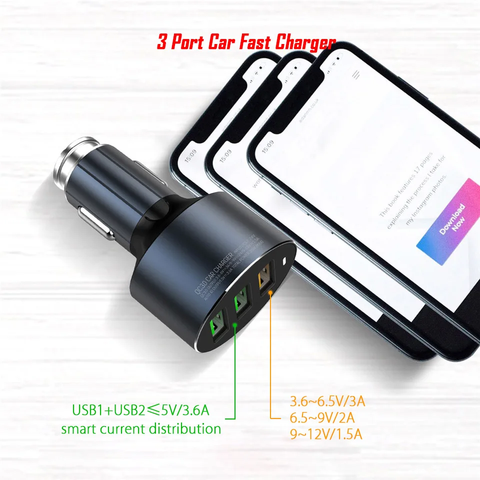 3 Порты и разъёмы USB Автомобильное устройство для быстрой зарядки Quick Charge 3,0 36 W Multi USB Автомобильное Зарядное устройство QC 3,0 QC3.0 общие быстрый автомобиль зарядка для сотового телефона Tablet