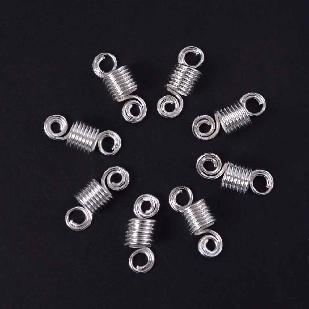 Gold and Silver metal spring tube 7 ring dreadlock beads for braids hair beads for dreadlocks adjustable hair braid cuff clips