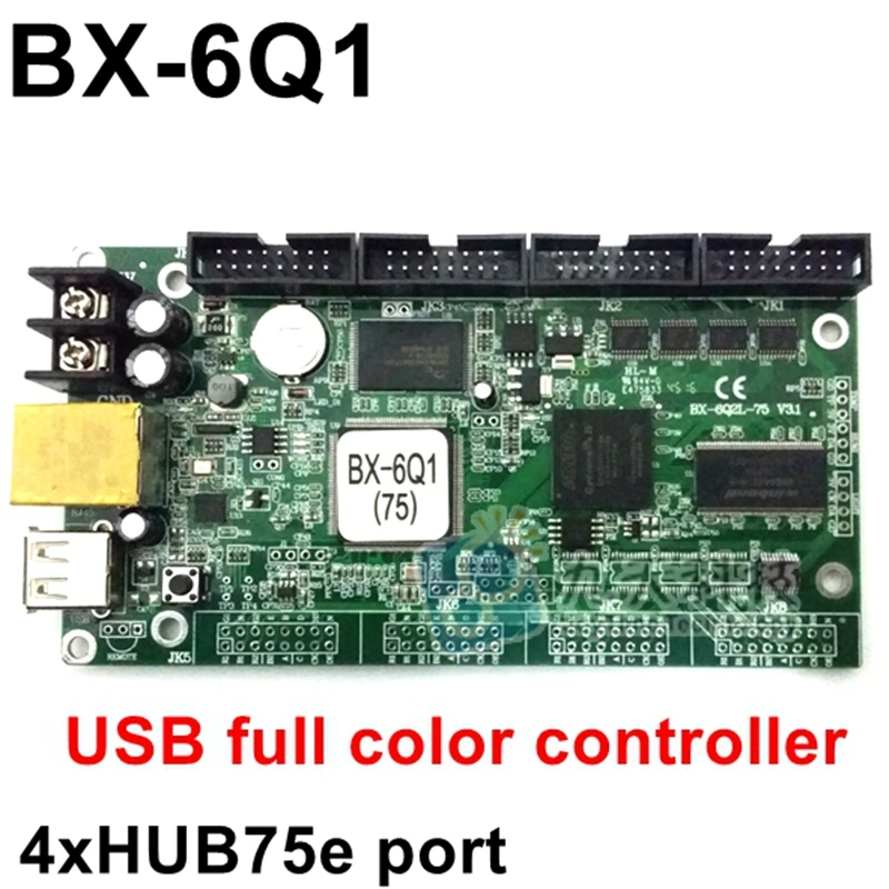 

BX-6Q1 USB asynchronous full color led control card ethernet rj45 support 4 hub75 1024*64 pixels lintel display led controller