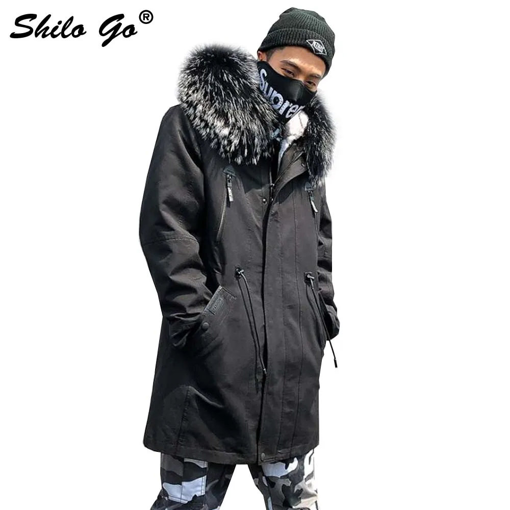 3XL Mens Winter Parkas Coats Thick Parkas Plus Size Front Zipper Real